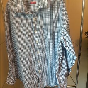 Izod Men's Blue and White Plaid Shirt